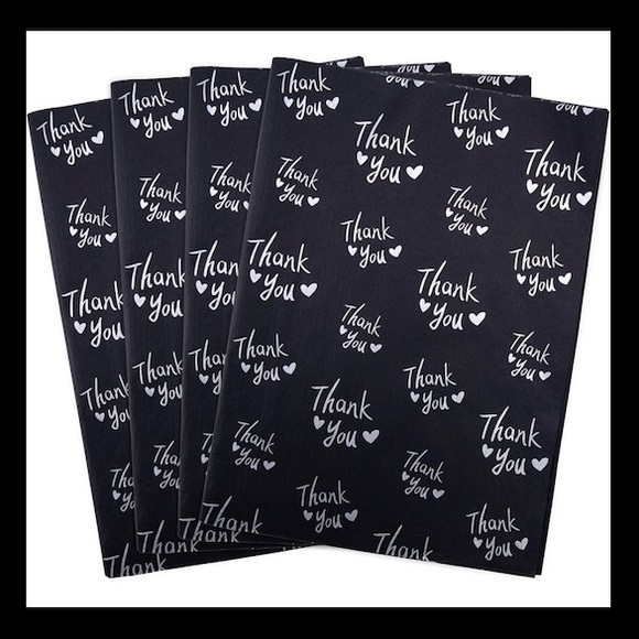💕LAST ONE💕25 Sheets Black with Silver Thank You Tissue Paper 20" x 14" - Picture 2 of 6